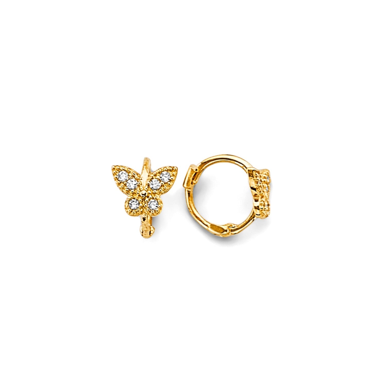 14KY Butterfly CZ Huggies