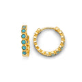 14KY Round Turquoise Huggies
