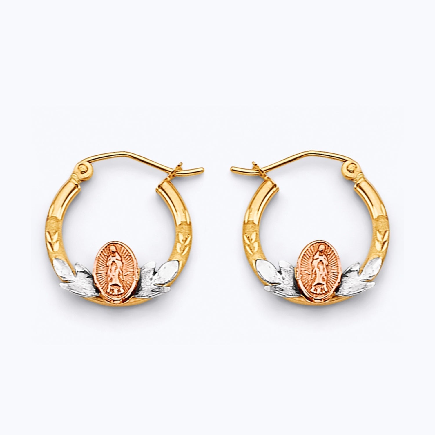 14K 3C Guadalupe Hoop Earring