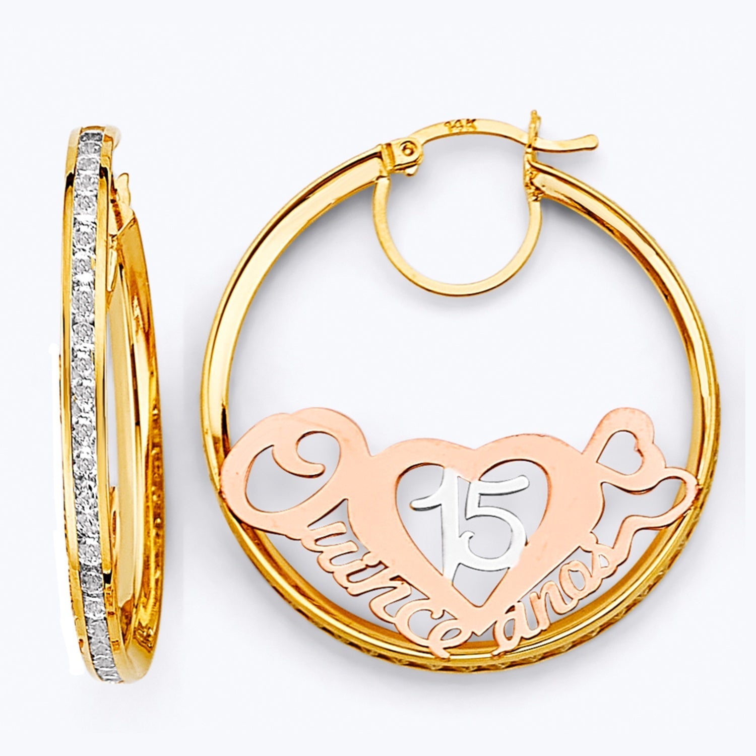 14K 3C 15 Years Hoop Earring