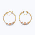 14K 3C CZ 15 Years Flower Hoop Earring