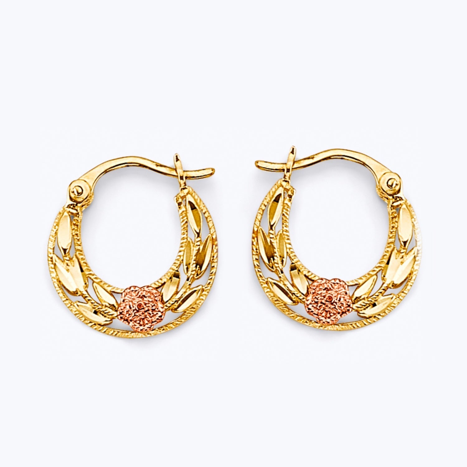 14K 3C Flower Hoop Earring