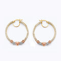 14K 3C CZ Flower & Heart Hoop Earring