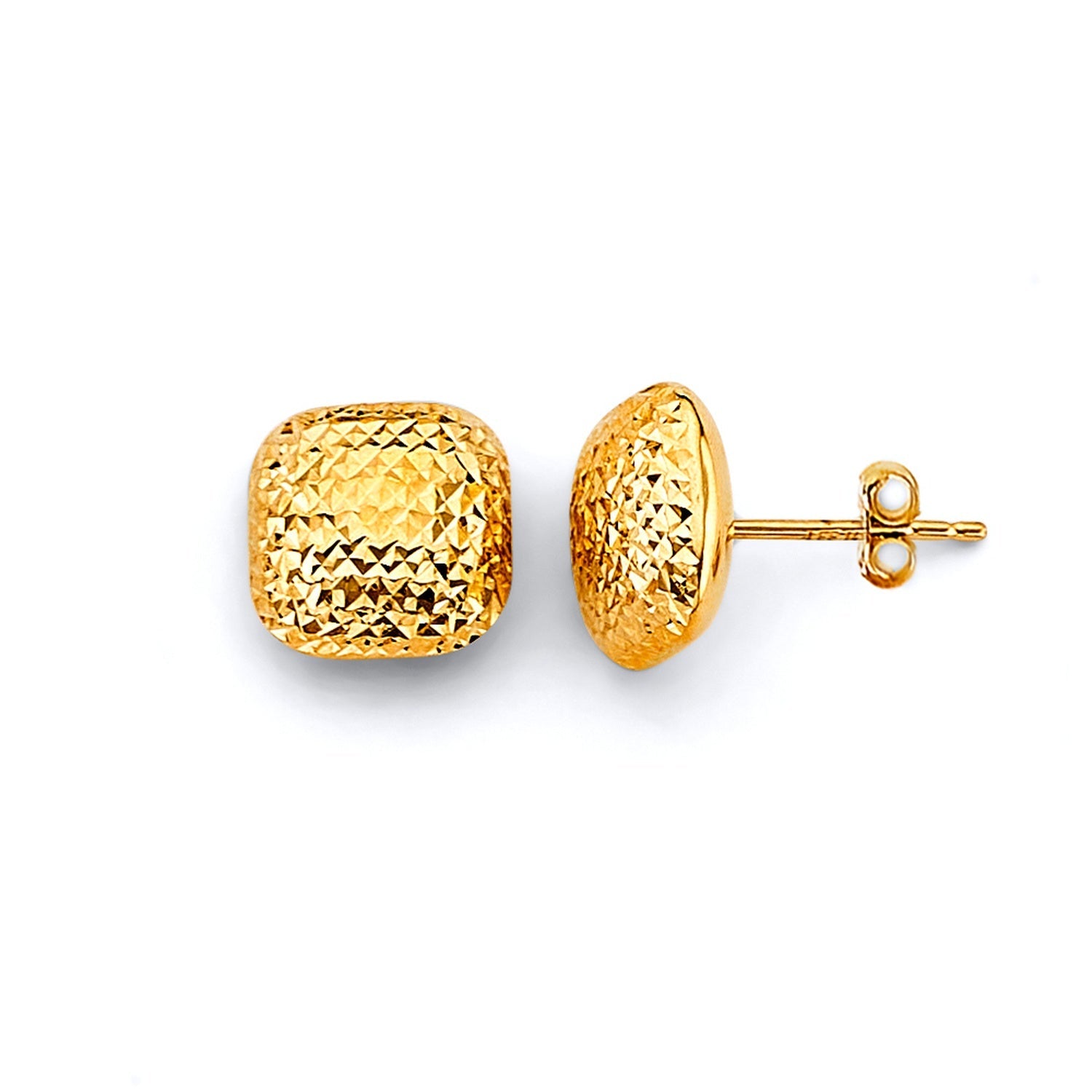 14KY D.C. Flat Square Push Back Earring