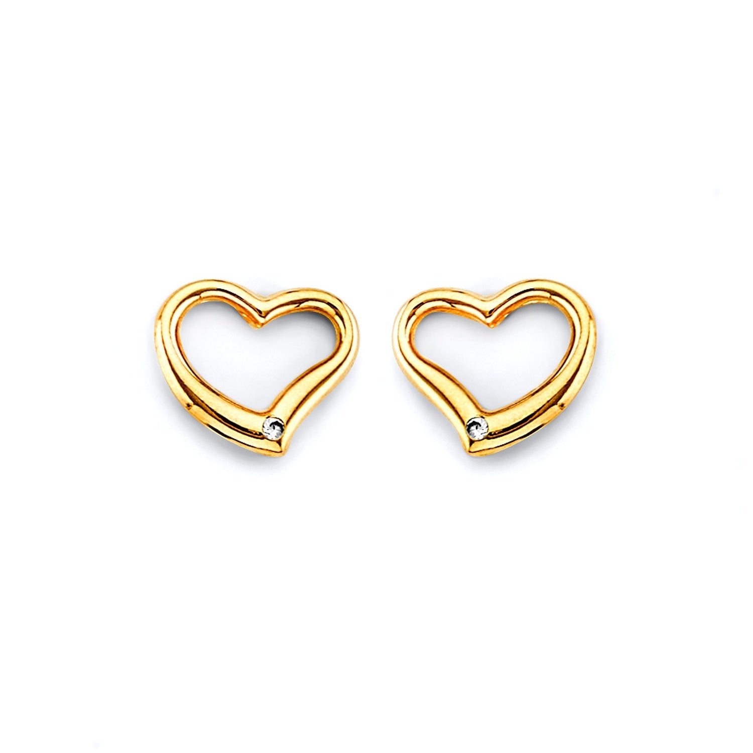 14KY CZ Heart Push Back Earring