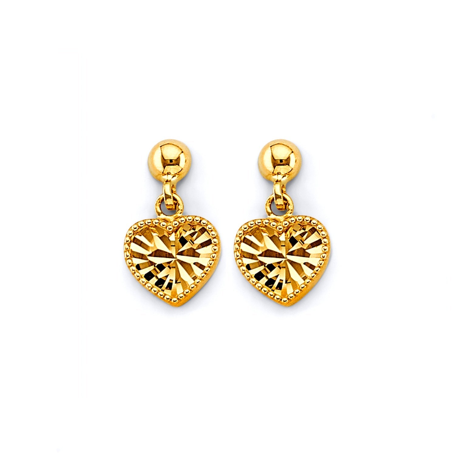 14KY Hanging D.C. Heart Push Back Earring