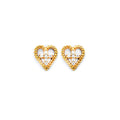 14K 2T D.C. Heart w/ CZ Cross Earring