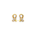 14KY CZ Cancer Ribbon Push Back Earring