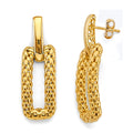 14KY Hollow Mesh Rectanglar Design Earring