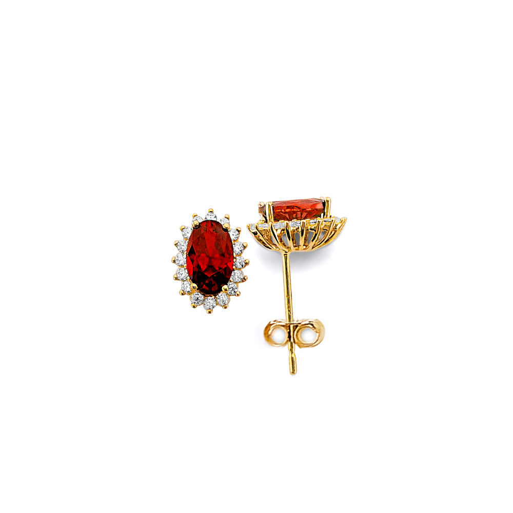 14KY CZ Jun Oval Birthstone Earring