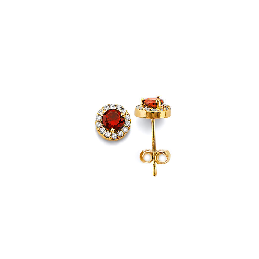 14KY CZ Dec Round Birthstone Earring
