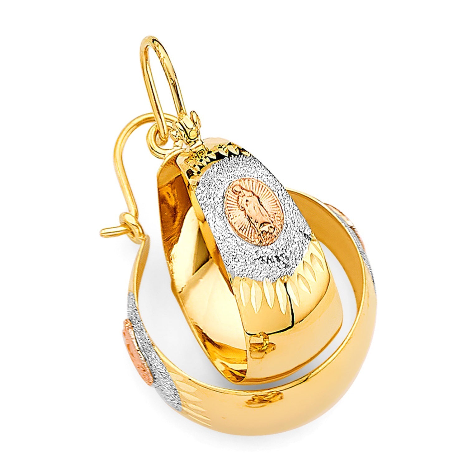 14K 3C Guadalupe Graduated Hoop Earring