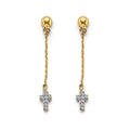14K 2T Hanging Cross Earring