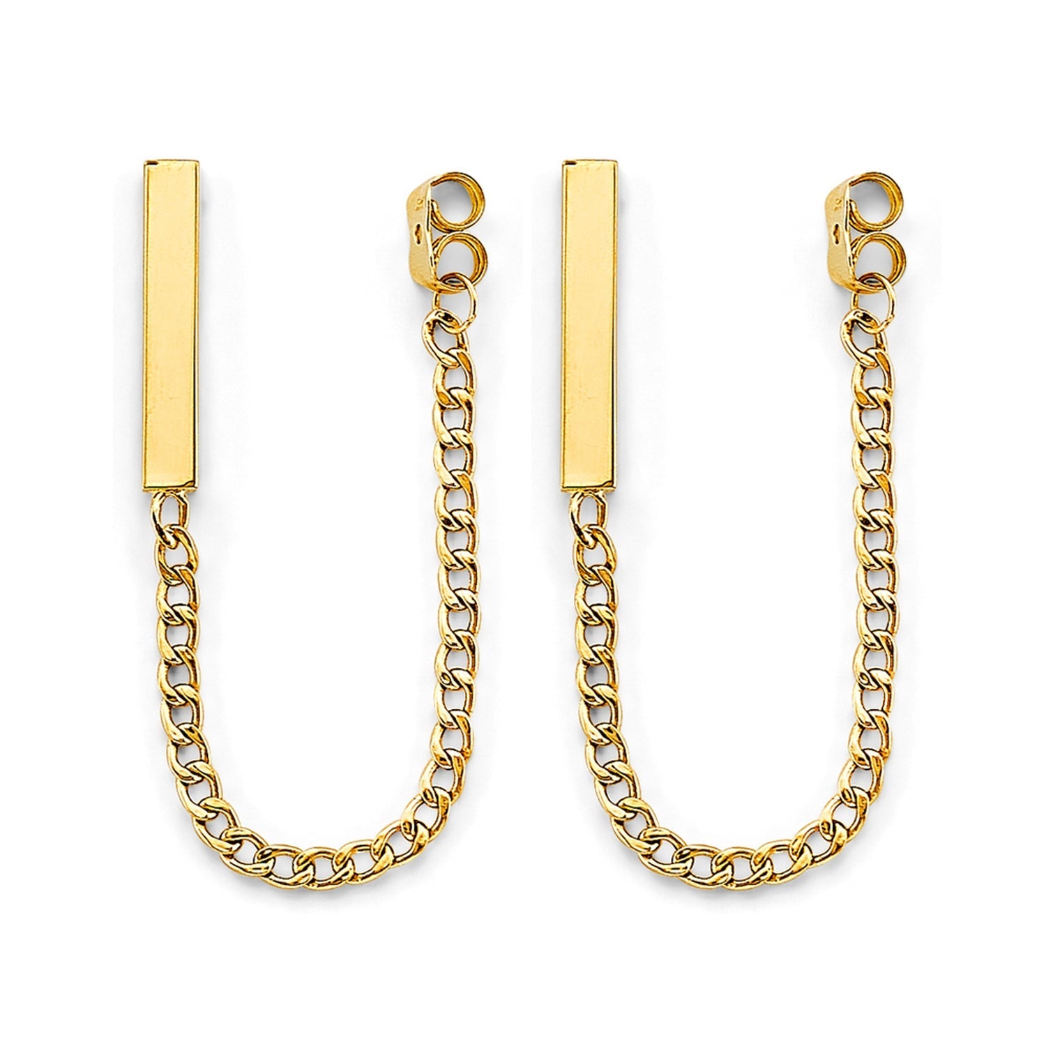 14KY Bar w/ Hanging Chain Earring