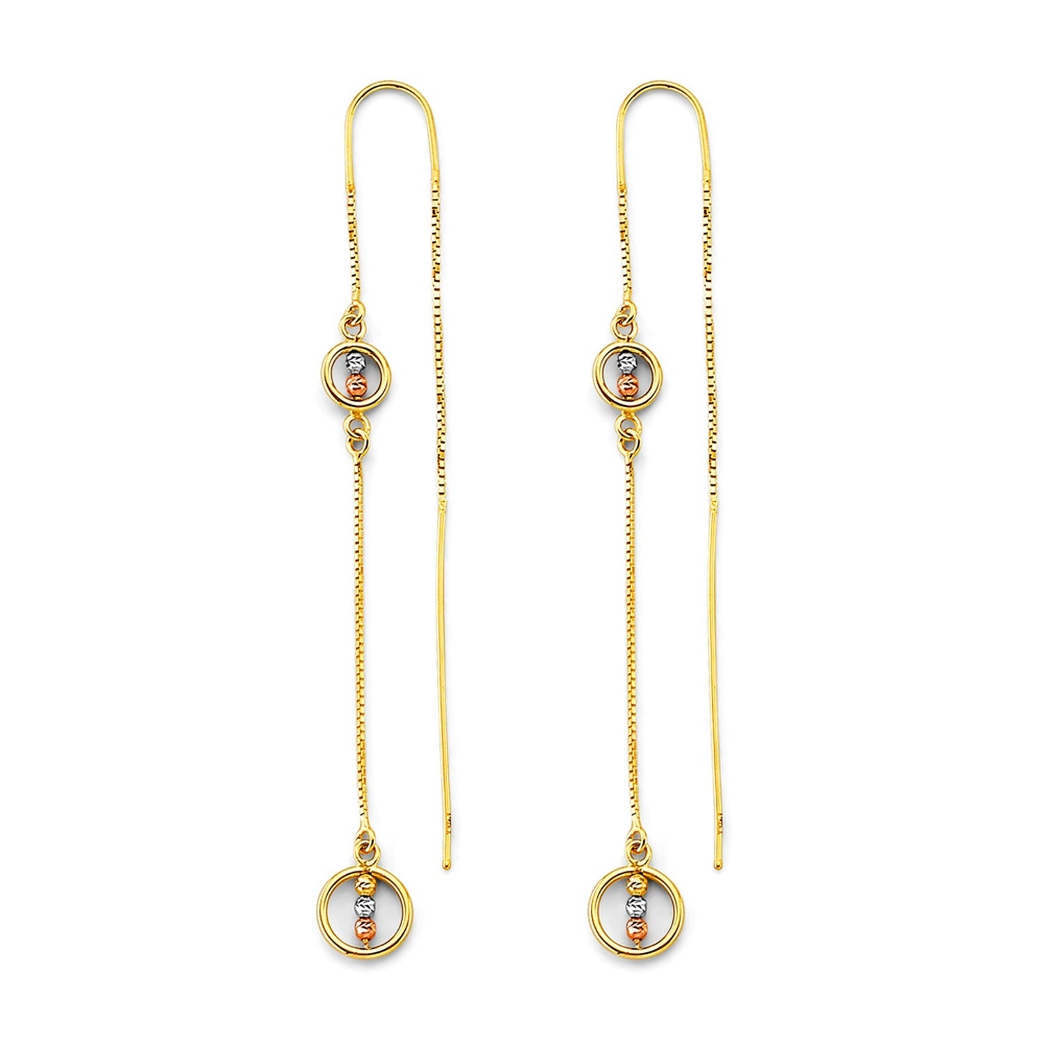 14K 3C Double Line Chain Earring