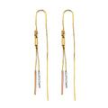 14K 3C Bar Double Line Chain Earring