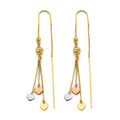 14K 3C Heart Double Line Chain Earring