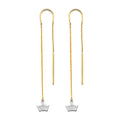 14K 2T Crown Double Line Chain Earring