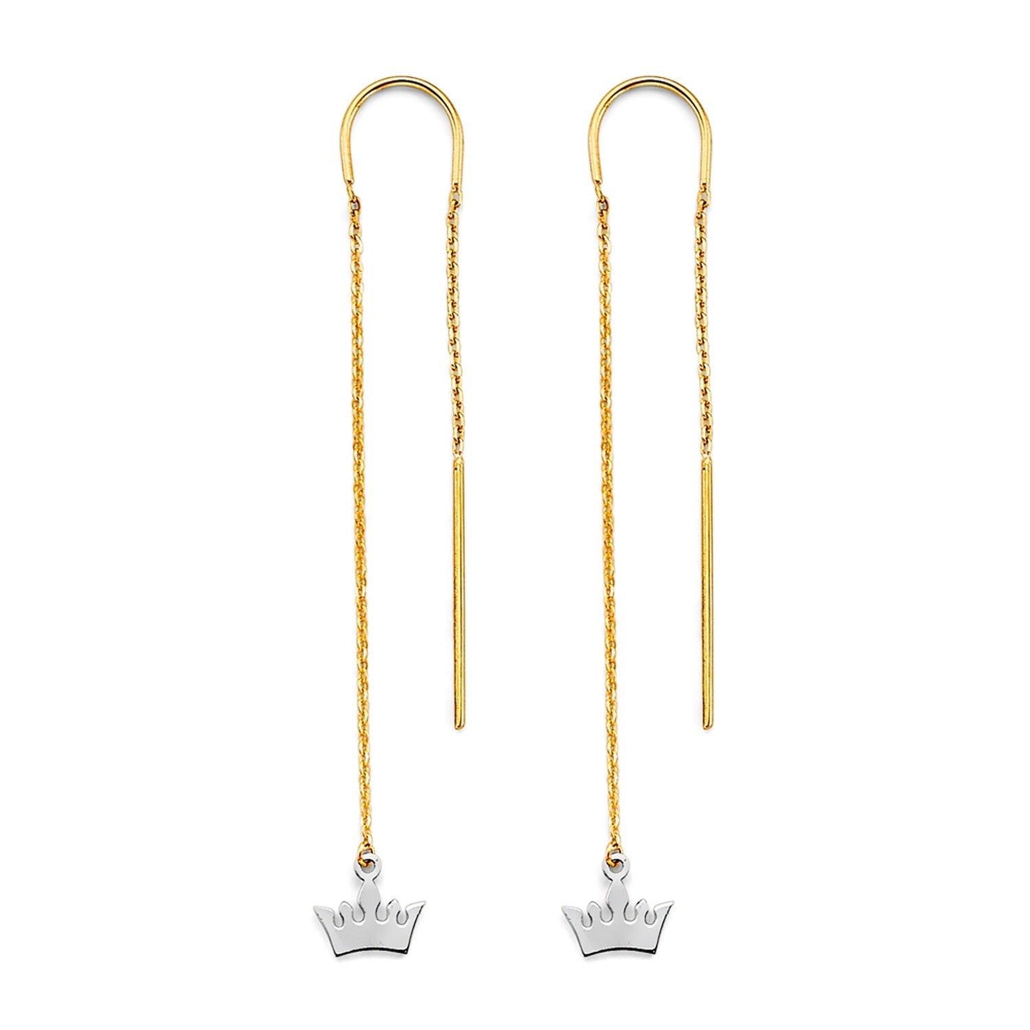 14K 2T Crown Double Line Chain Earring