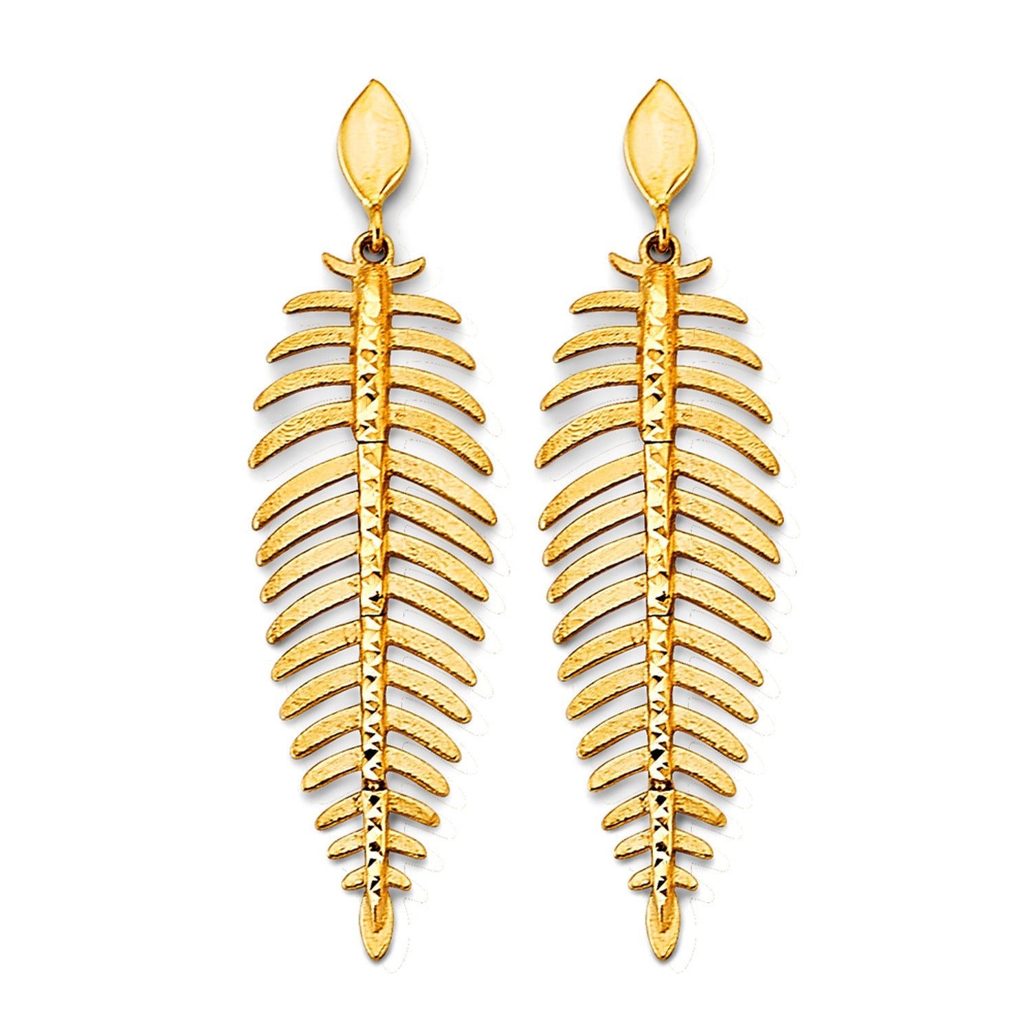 14KY Fancy Leaf Drop Earring