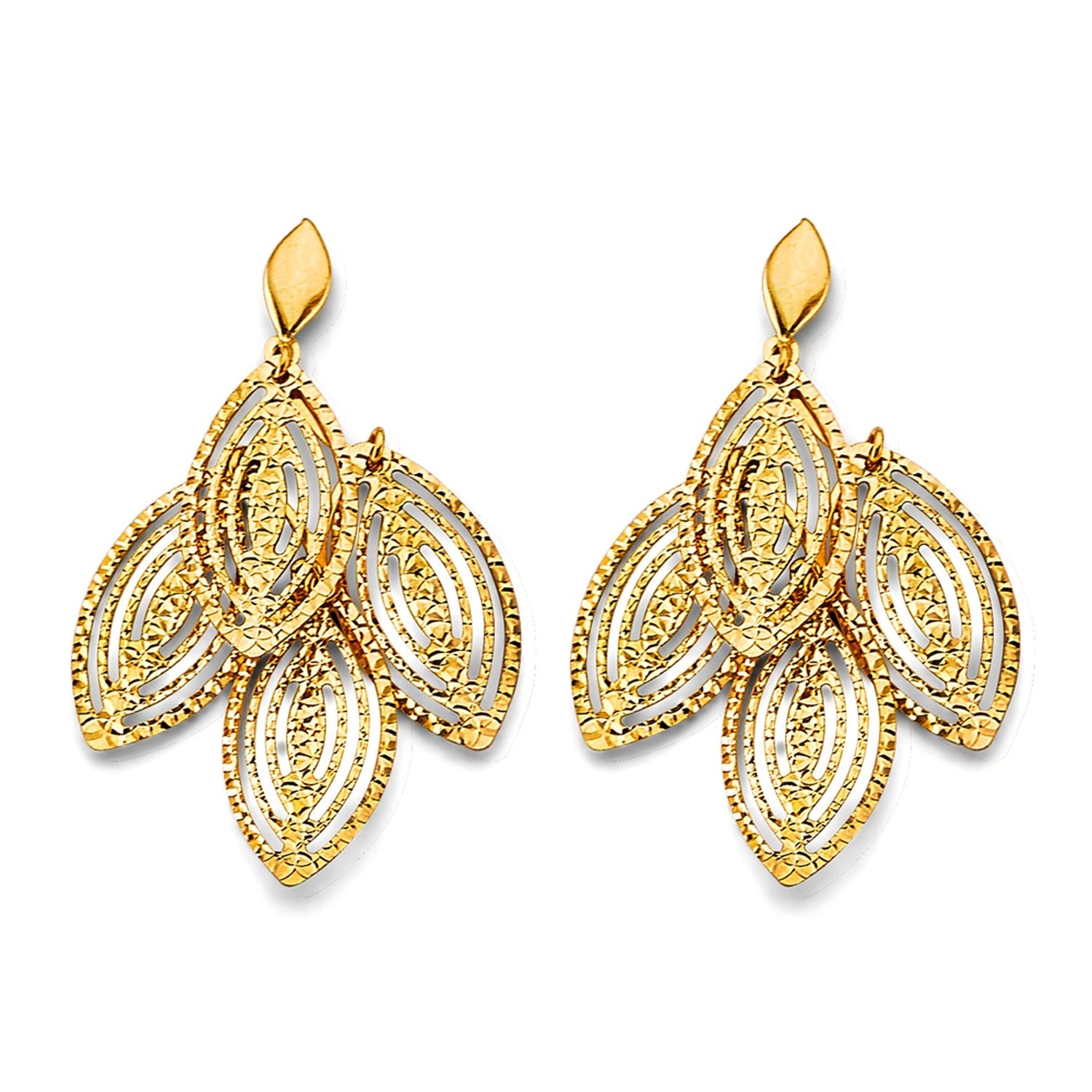 14KY Fancy D.C. Leaf Earring