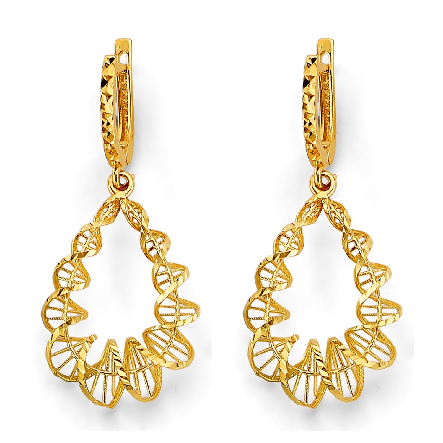 14KY Fancy Hanging Twist Earring