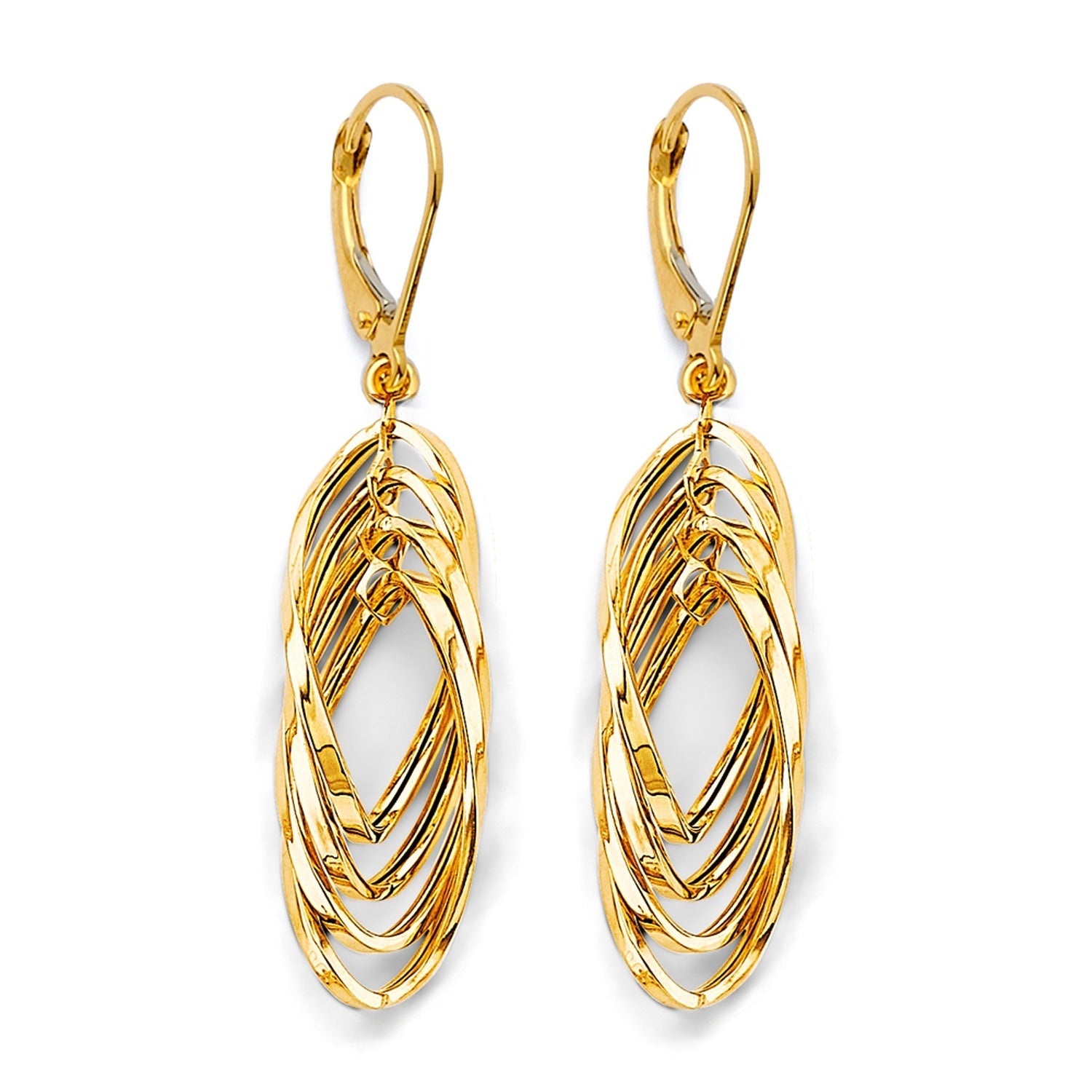 14KY Hanging Hollow Tube Earring