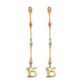 14K 3C Hanging CZ Ball 15 Years Earring