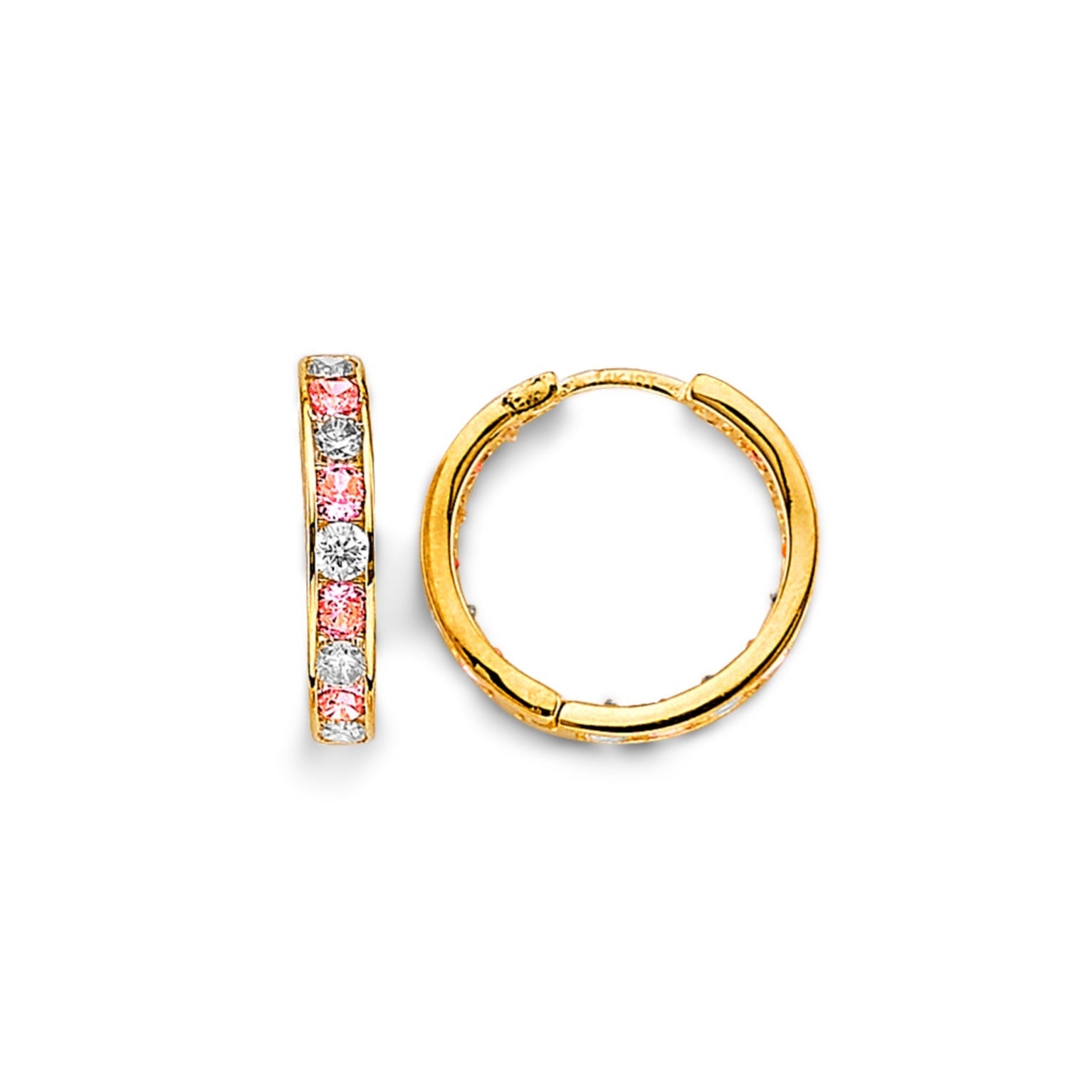 14KY CZ Channel Huggies Earring
