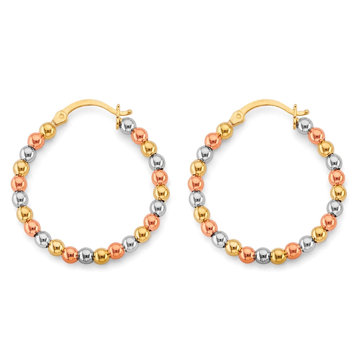 14K 3C Polish Bead Hoop Earring