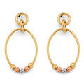 14K 3C Hanging Oval Tube w/ Bead Earring