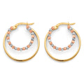 14K 3C Double Hoop Bead Earring