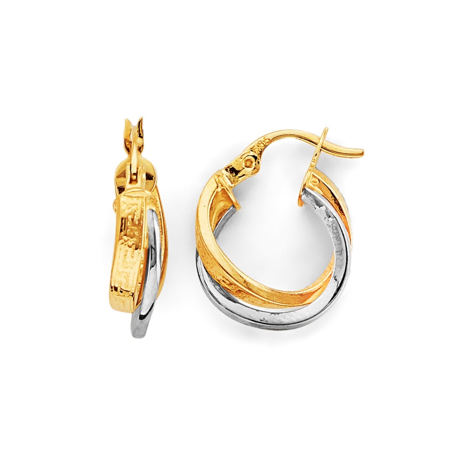 14K 2T 2Line Twisted Hoop Earring