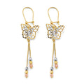 14K 3C Hanging Butterfly Earring