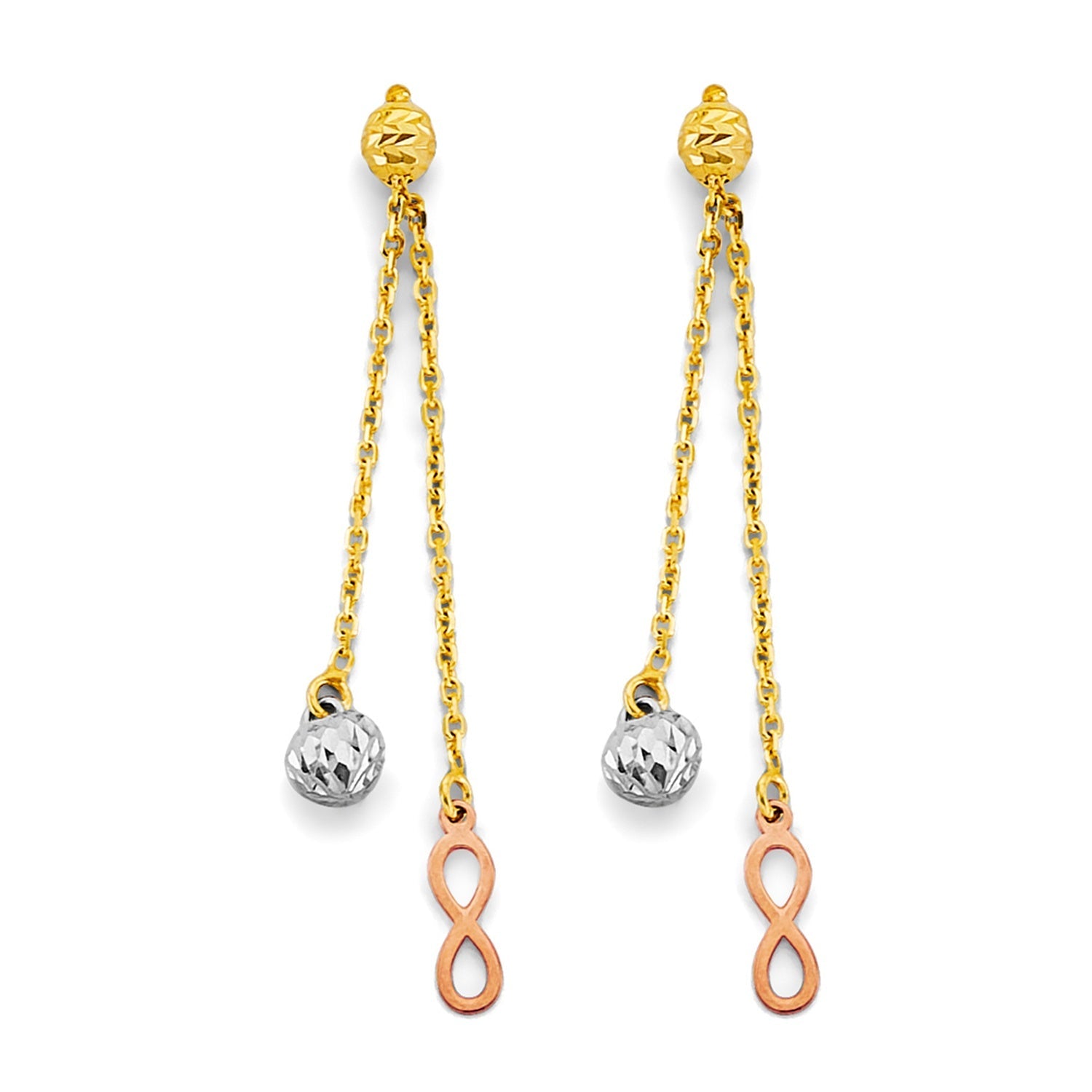 14K 3C Hanging Infinity Earring