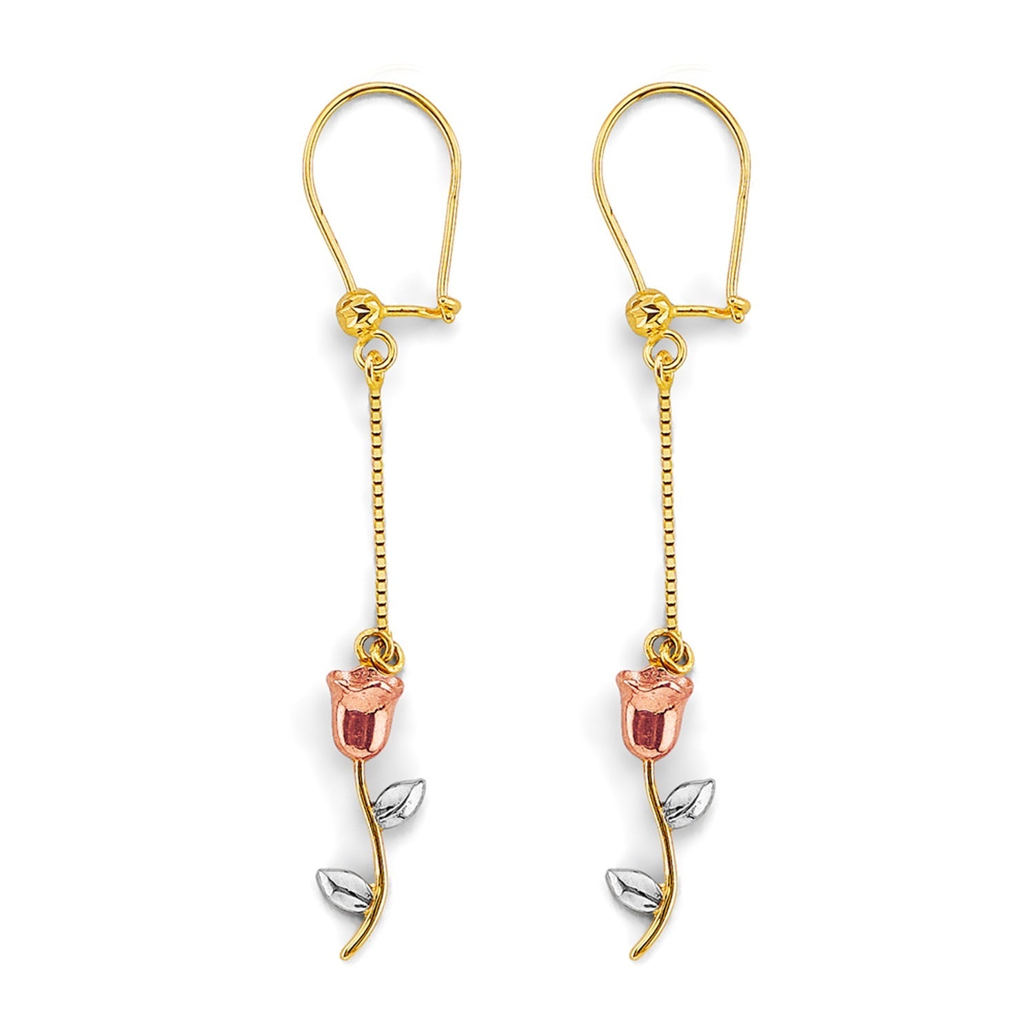 14K 3C Hanging Flower Earring