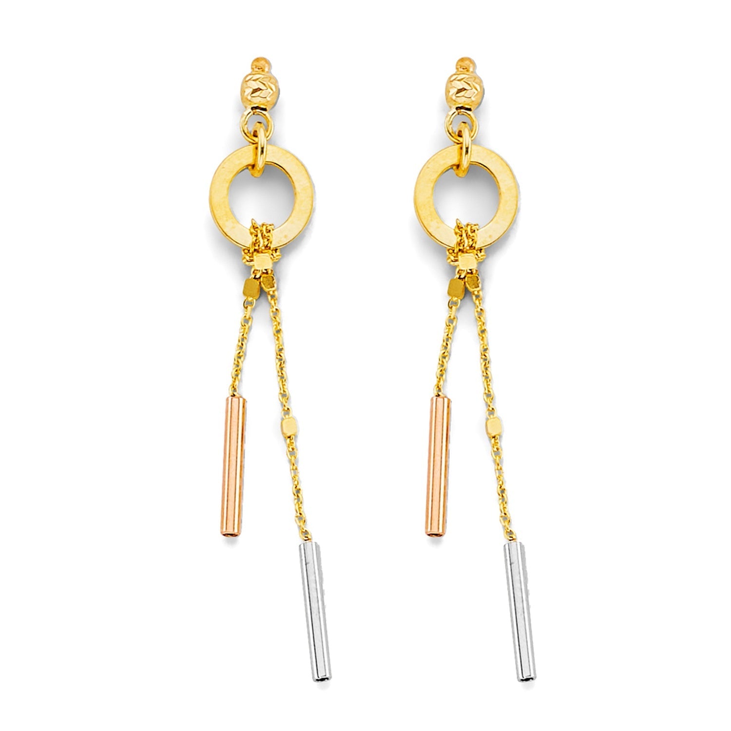 14K 3C Hanging Bar Earring