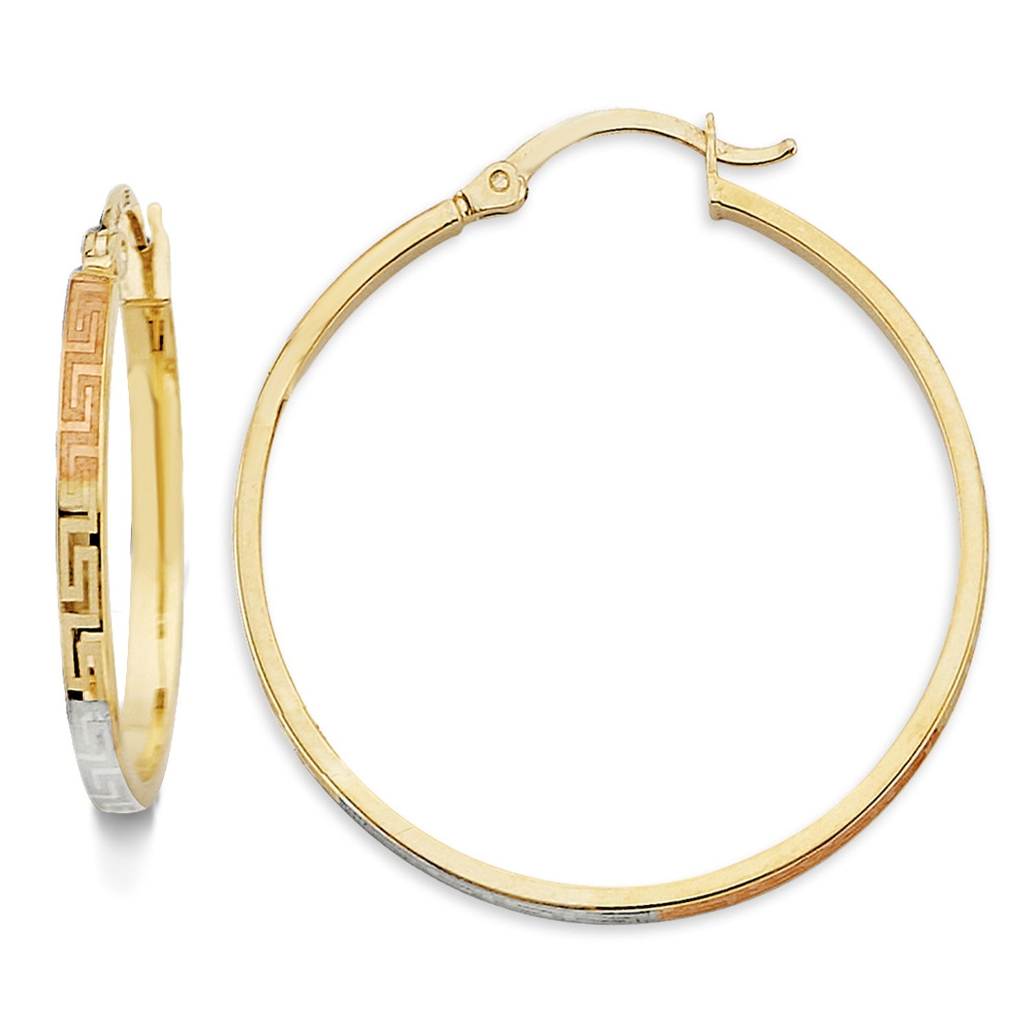 14K 3C Greek Design Hoop Earring