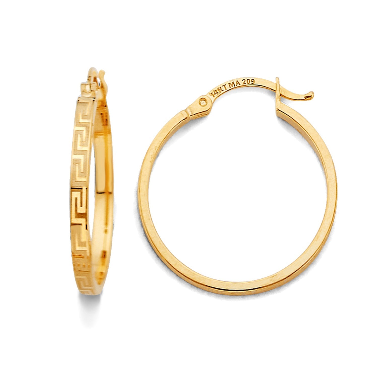 14KY Greek Design Hoop Earring