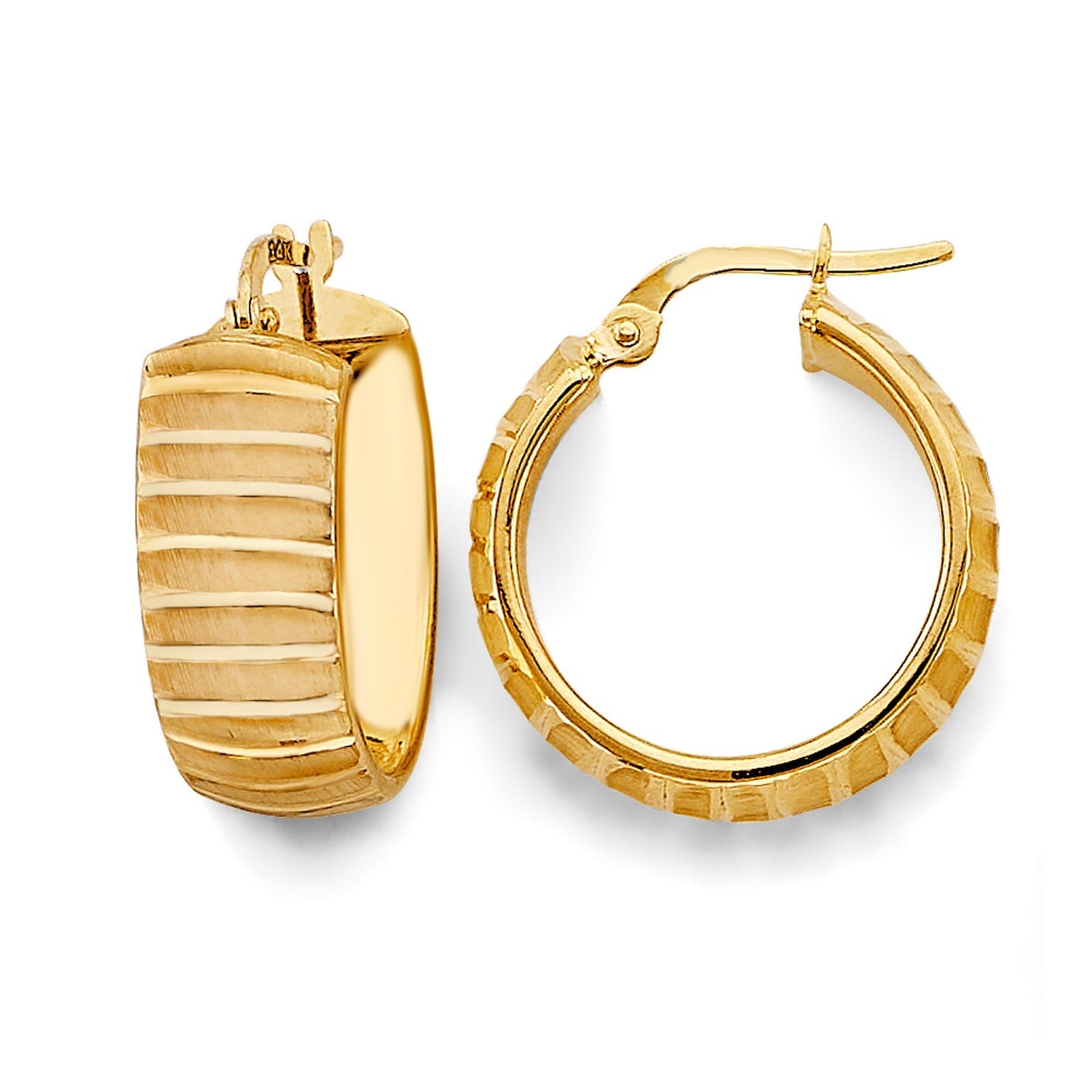 14KY Round D.C. Shiny Hoop Earring