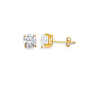14KY Fancy Sq Basket 6.5mm Stud Earring