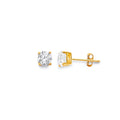 14KY Fancy Sq Basket 5mm Stud Earring
