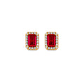 14KY Emerald Cut Red CZ Push Back Ear