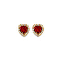 14KY Heart Shape Red CZ Push Back Ear