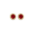 14KY Round Red CZ Push Back Earring