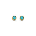 14KY Round Turquoise Push Back Earring