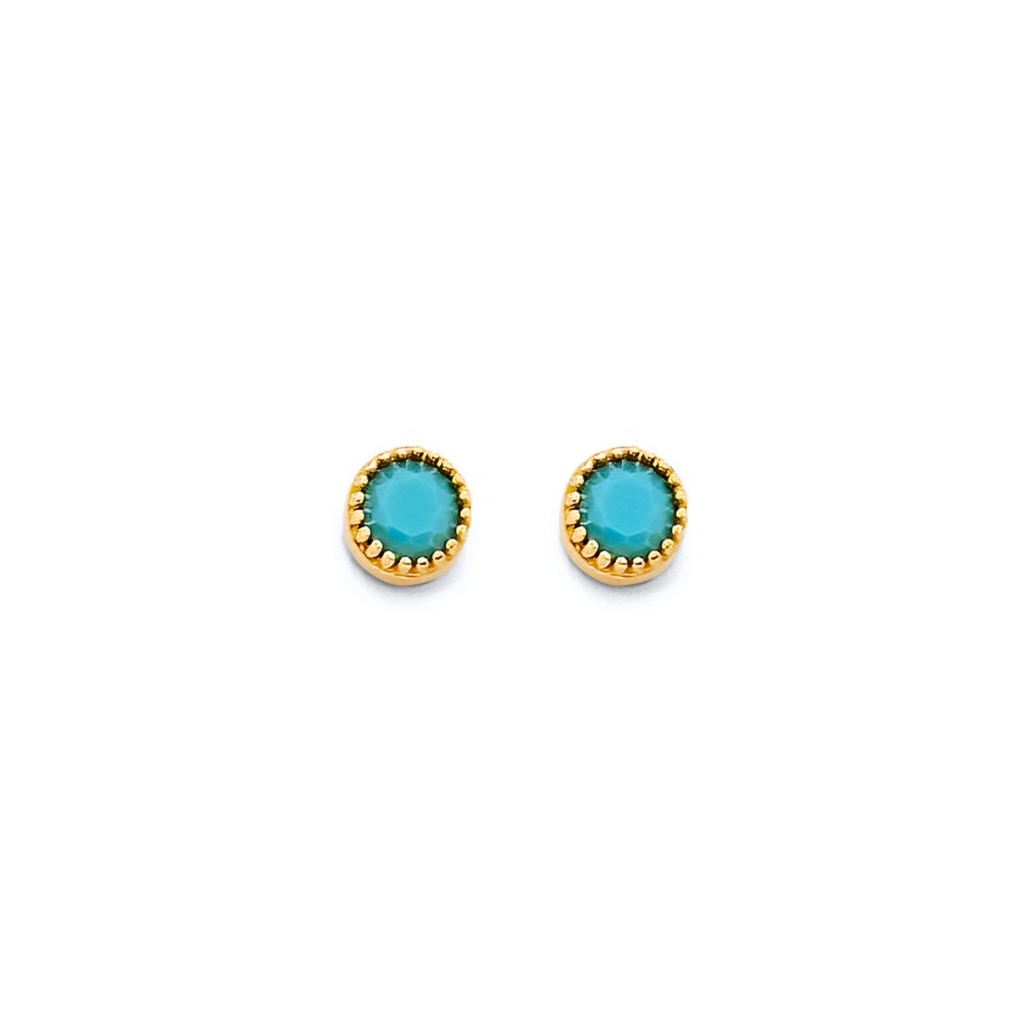 14KY Round Turquoise Push Back Earring