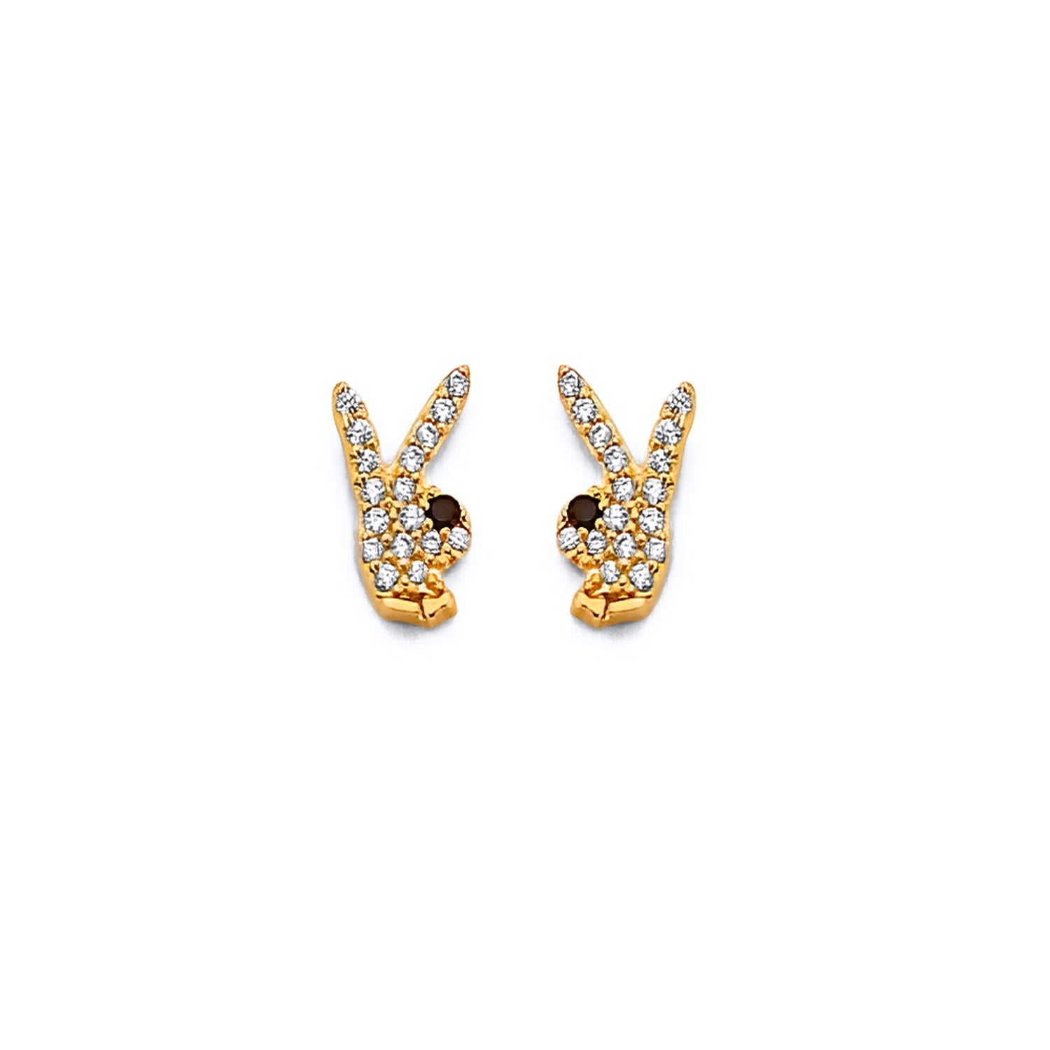 14KY CZ Rabbit Push Back Earring