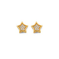 14KY CZ Star Push Back Earring