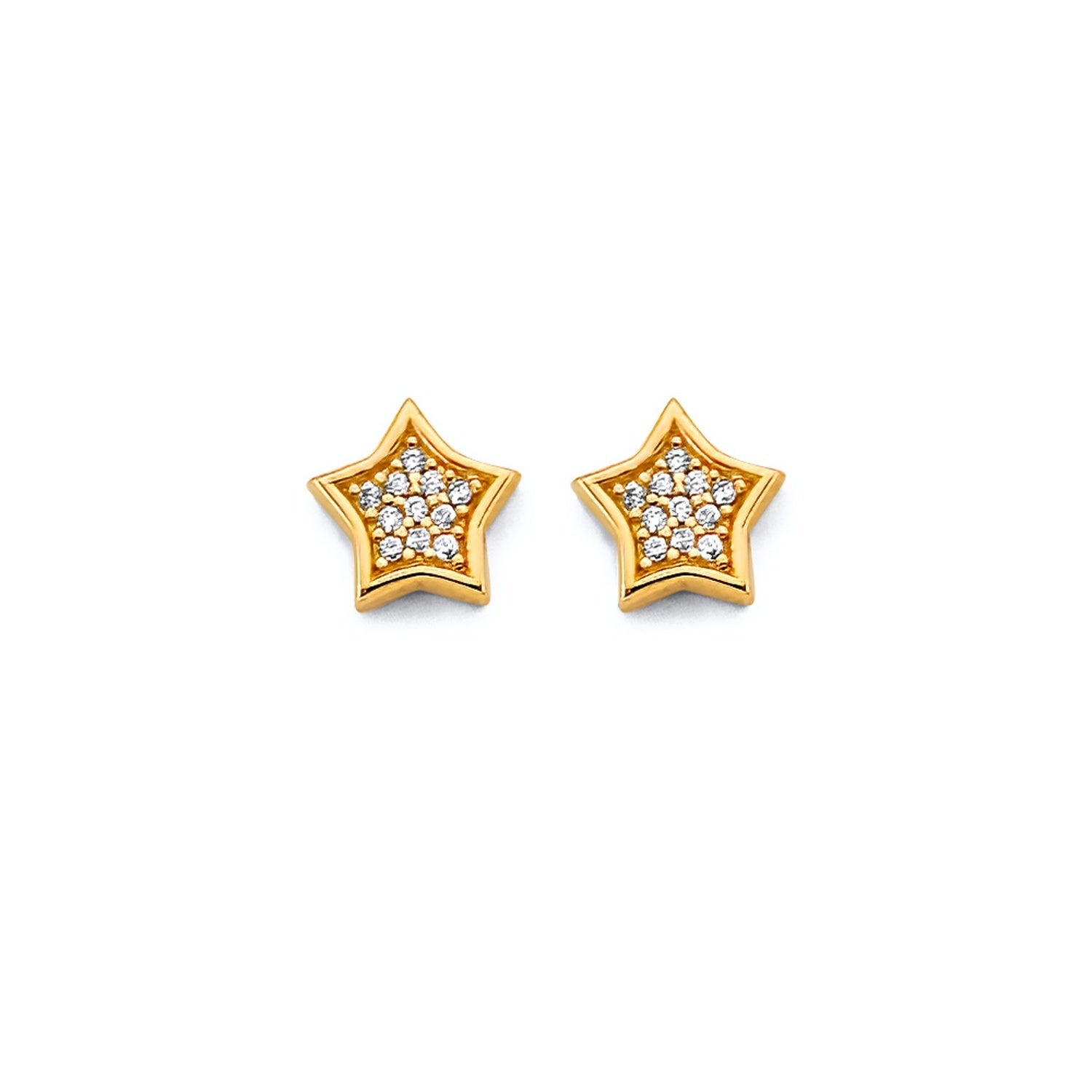 14KY CZ Star Push Back Earring
